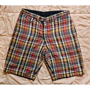 Vintage Polo Ralph Lauren Reversible Madras Shorts Mens 32 Blue Plaid Preppy